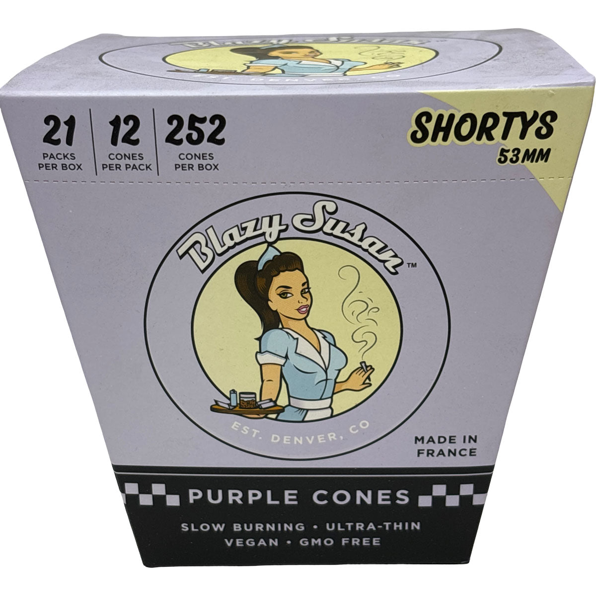 Blazy Susan Cones 12 Pack - Purple 53MM Shorty - Box of 21