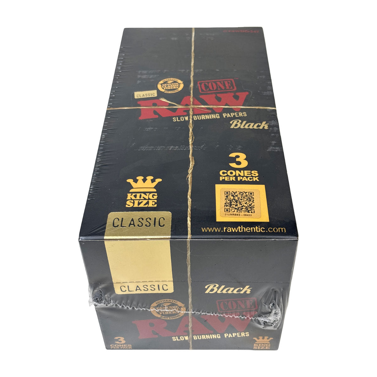 RAW Cones 3 Pack - Black King Size - Box of 32