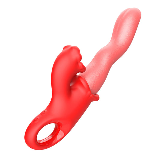 Love Tongue Rolling Wave Vibrator - Red/Peach