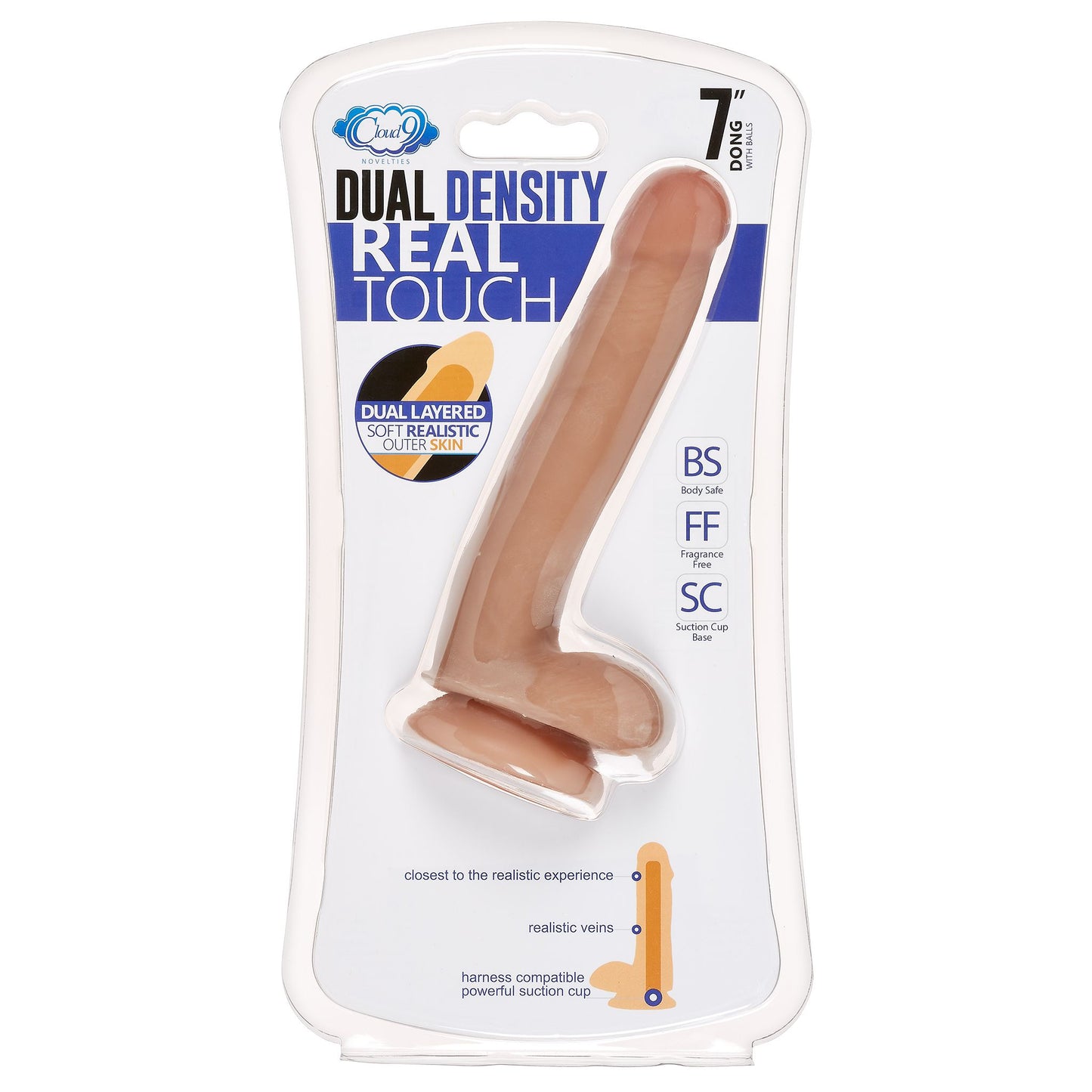 CLOUD 9 DUAL DENSITY REALISTIC DILDO 7" W/ BALLS