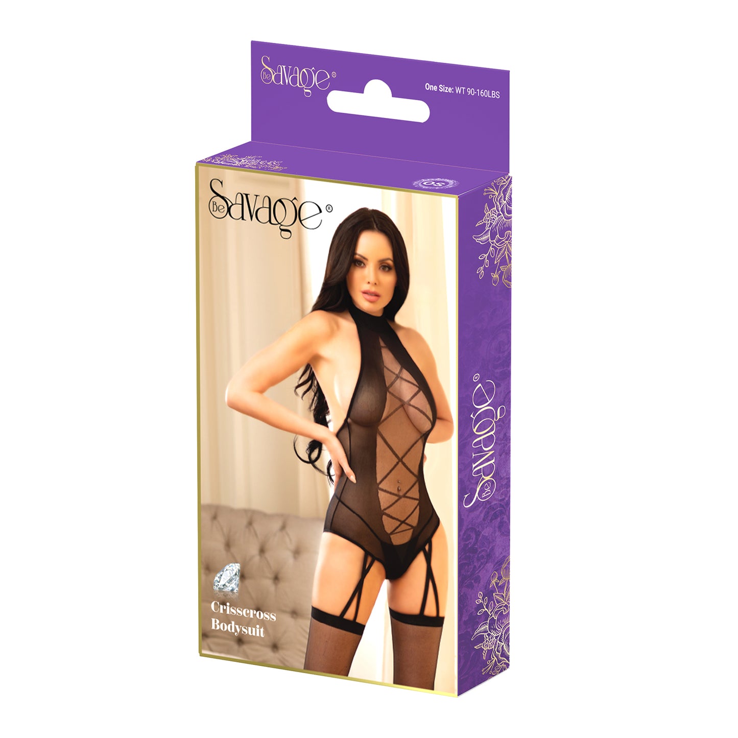 Be Savage Crisscross Teddy Bodysuit-Black