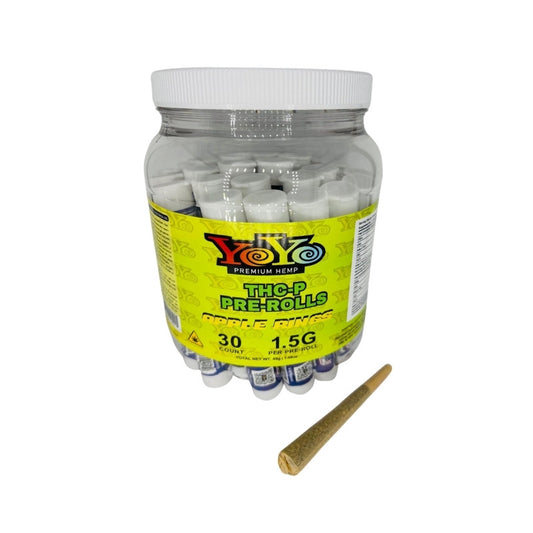 YoYo Premium Hemp THC-P 1.5G Pre-Rolls Apple Rings 30ct Jar