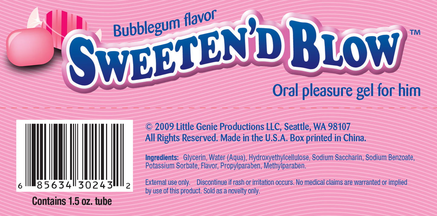 Sweeten’d Blow Oral Pleasure Gel – 1.5oz Bubble Gum