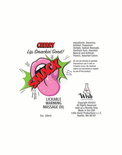 Smack Warming n Lickable Oil – 2oz Cherry
