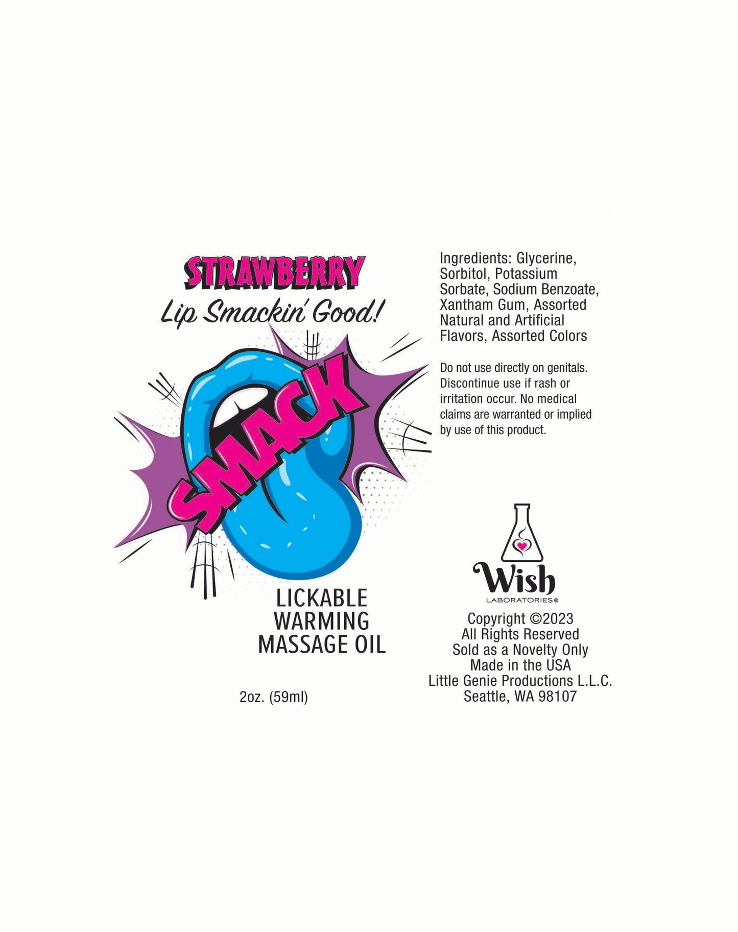 Smack Warming n Lickable Oil - 2oz Strawberry