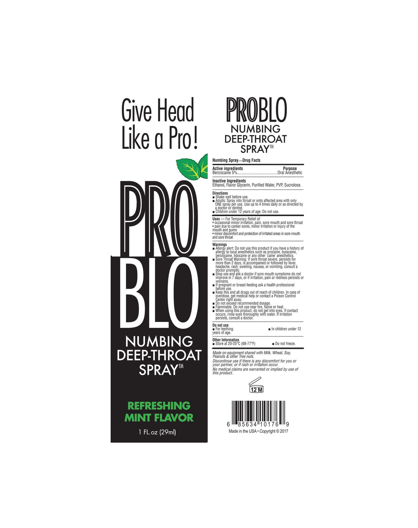 Pro Blo Throat Numbing Spray - Mint
