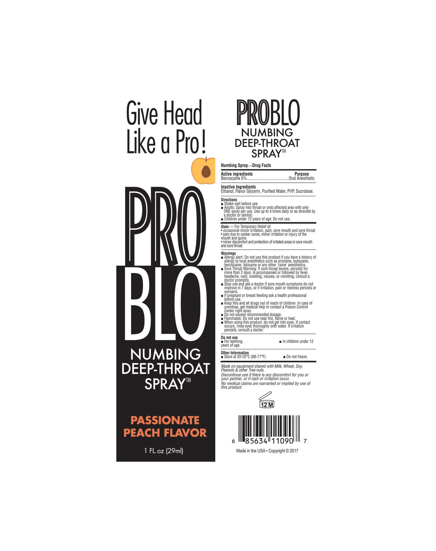 Pro Blo Throat Numbing Spray - Peach
