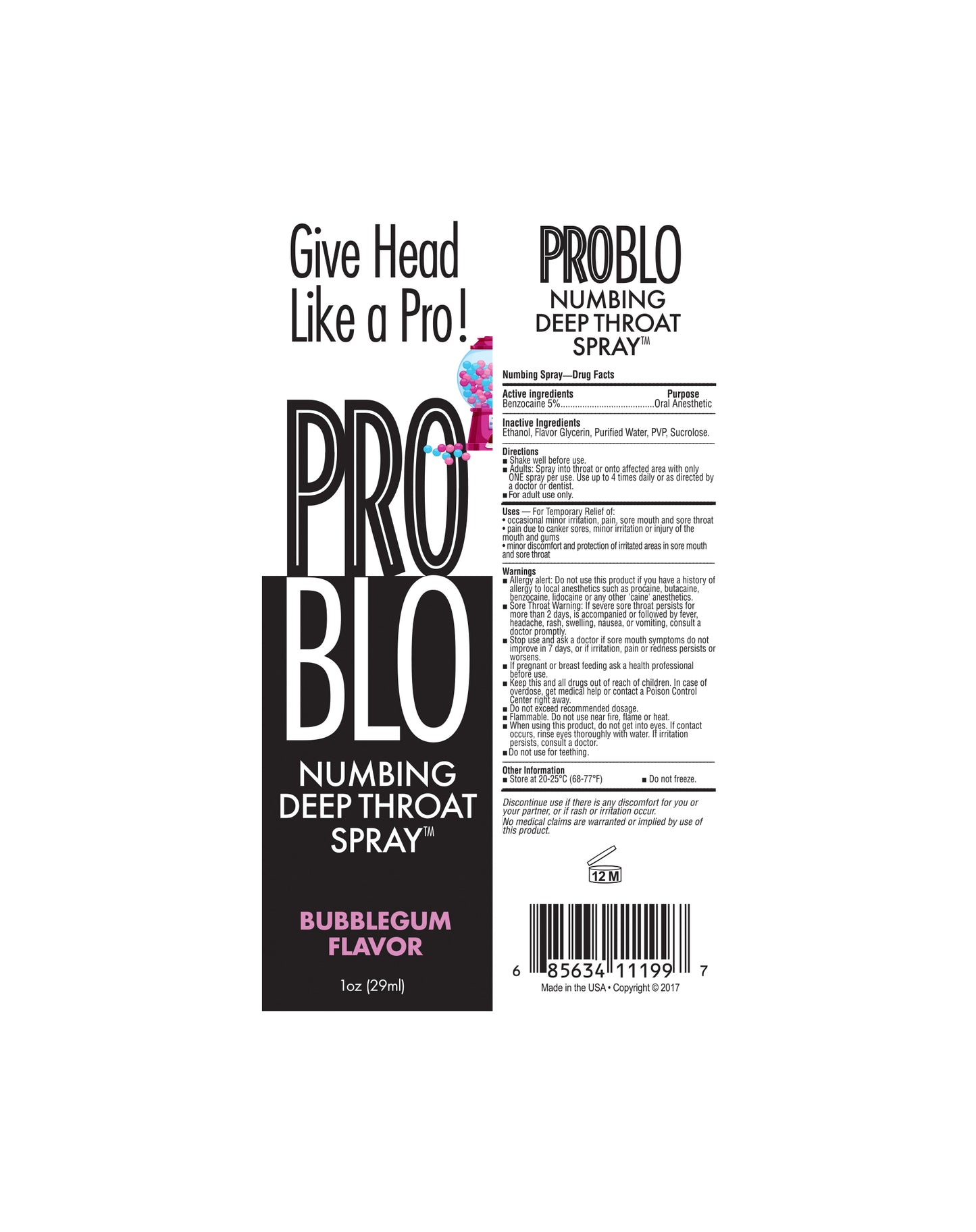 Pro Blo Throat Numbing Spray - Watermelon 1 oz