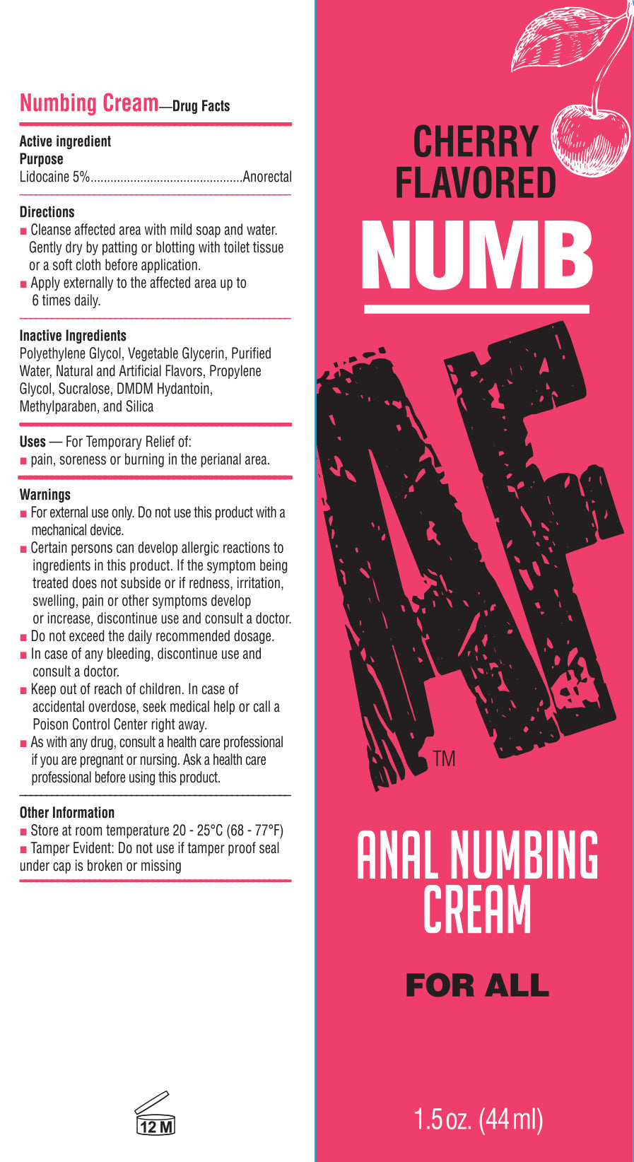Numb AF Anal Numbing Gel - 1.5oz Cherry