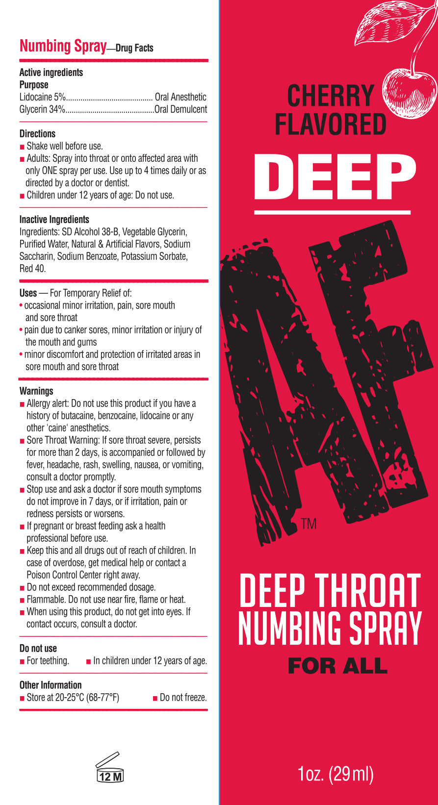 Deep AF Numbing Throat Spray - Cherry 1oz