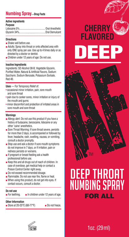 Deep AF Numbing Throat Spray - Cherry 1oz