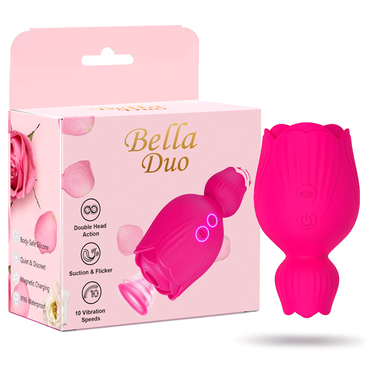 Bella Duo Flicker Suction Vibe-Pink