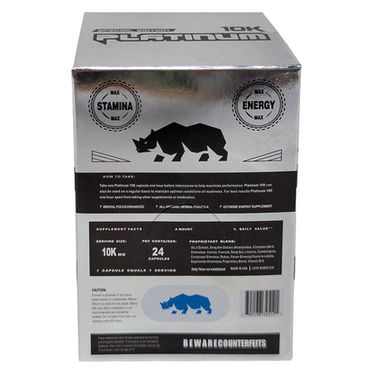 Rhino 10K Platinum – Heavy-Duty Enhancement Pills | 24CT Display