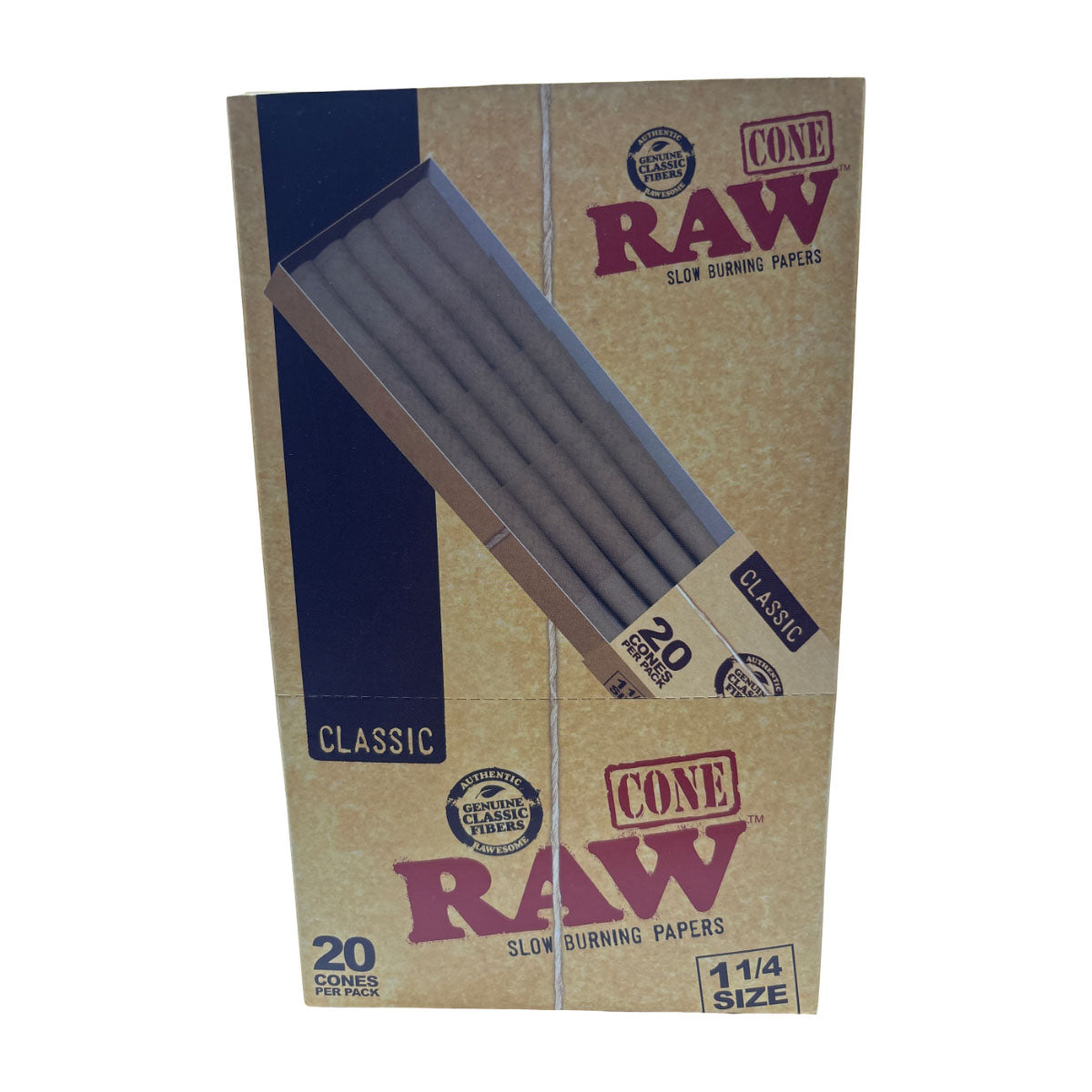 RAW Cones 20 Pack - 1 1/4 Size Classic - Box of 12