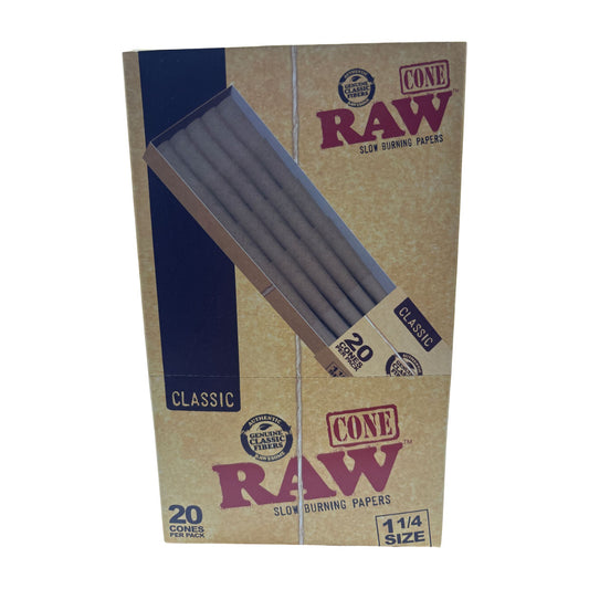 RAW Cones 20 Pack - 1 1/4 Size Classic - Box of 12