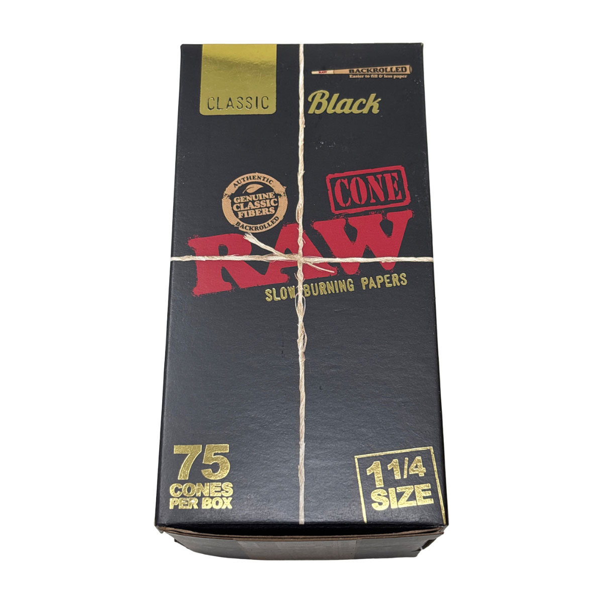 RAW Cones 75 Pack - Black 1 1/4 Size