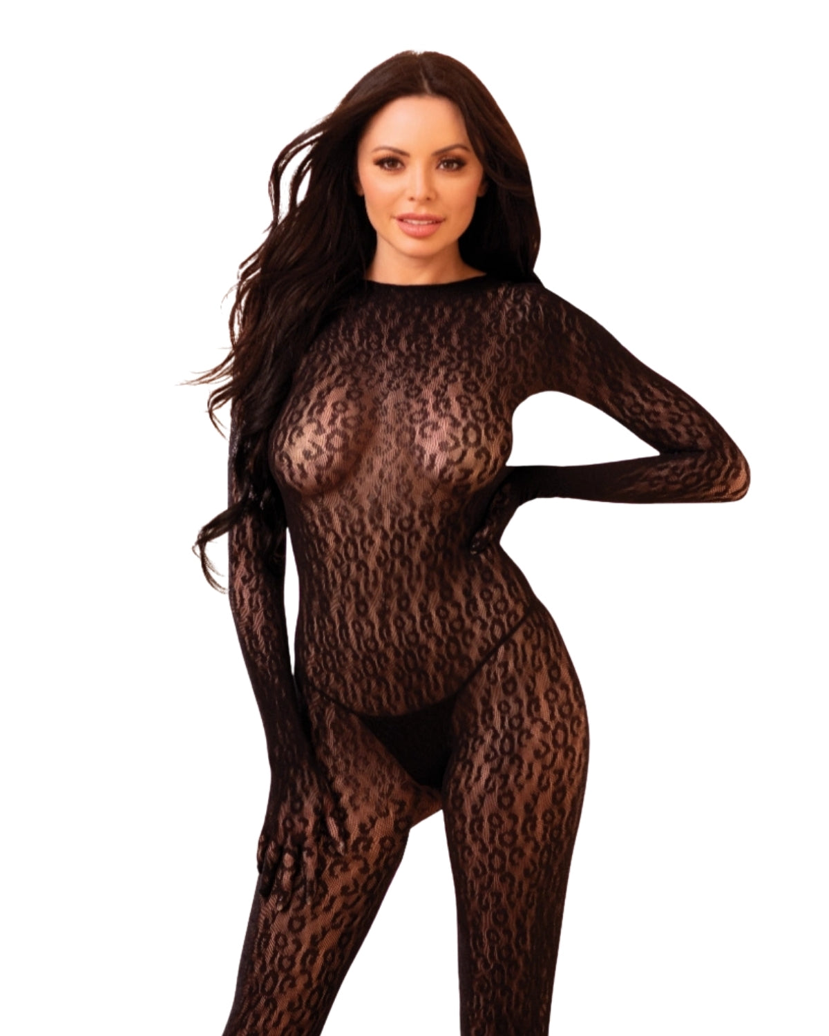 Be Savage Luxe Kitty Sleeve Bodystocking Black