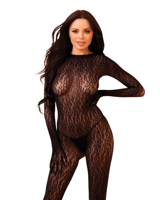 Be Savage Luxe Kitty Sleeve Bodystocking Black