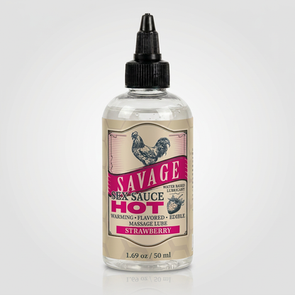 Savage Sex Sauce HOT- Warming. Flavored. Edible Massage Lube - Strawberry(2oz/4oz/8oz)