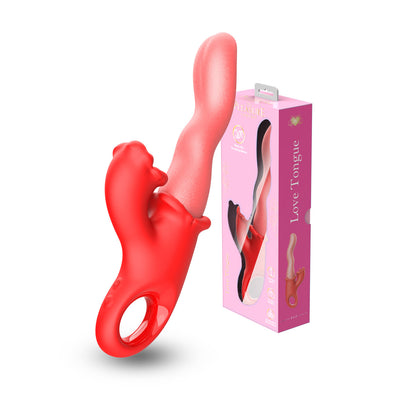 Love Tongue Rolling Wave Vibrator - Red/Peach
