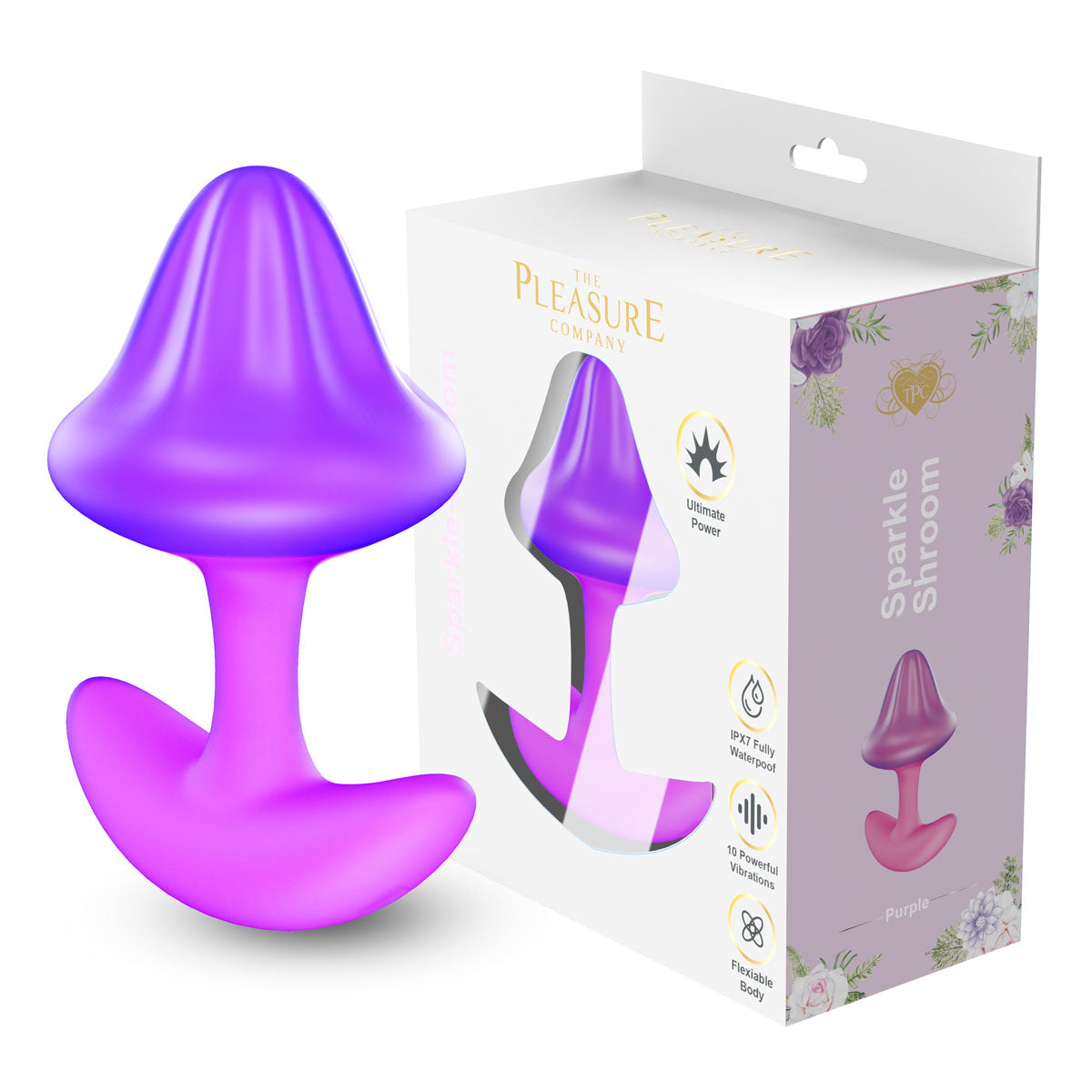 Sparkle Shroom 10-Speed Waterproof Vibrating Anal Plug – Purple