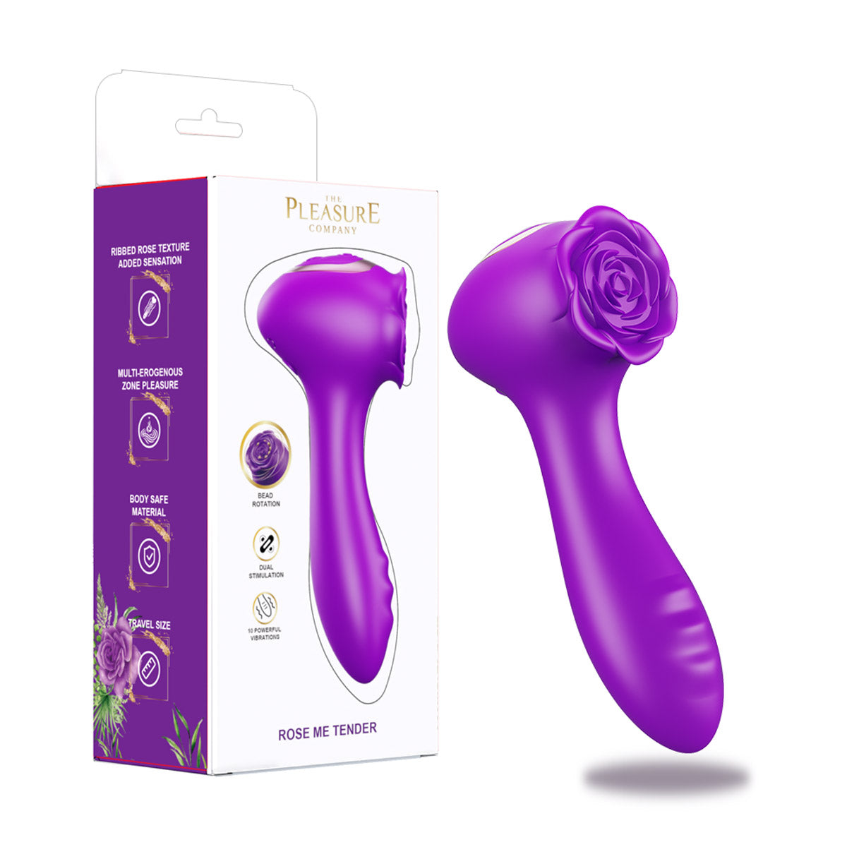 Rose Me Tender Dual Stimulator-Purple
