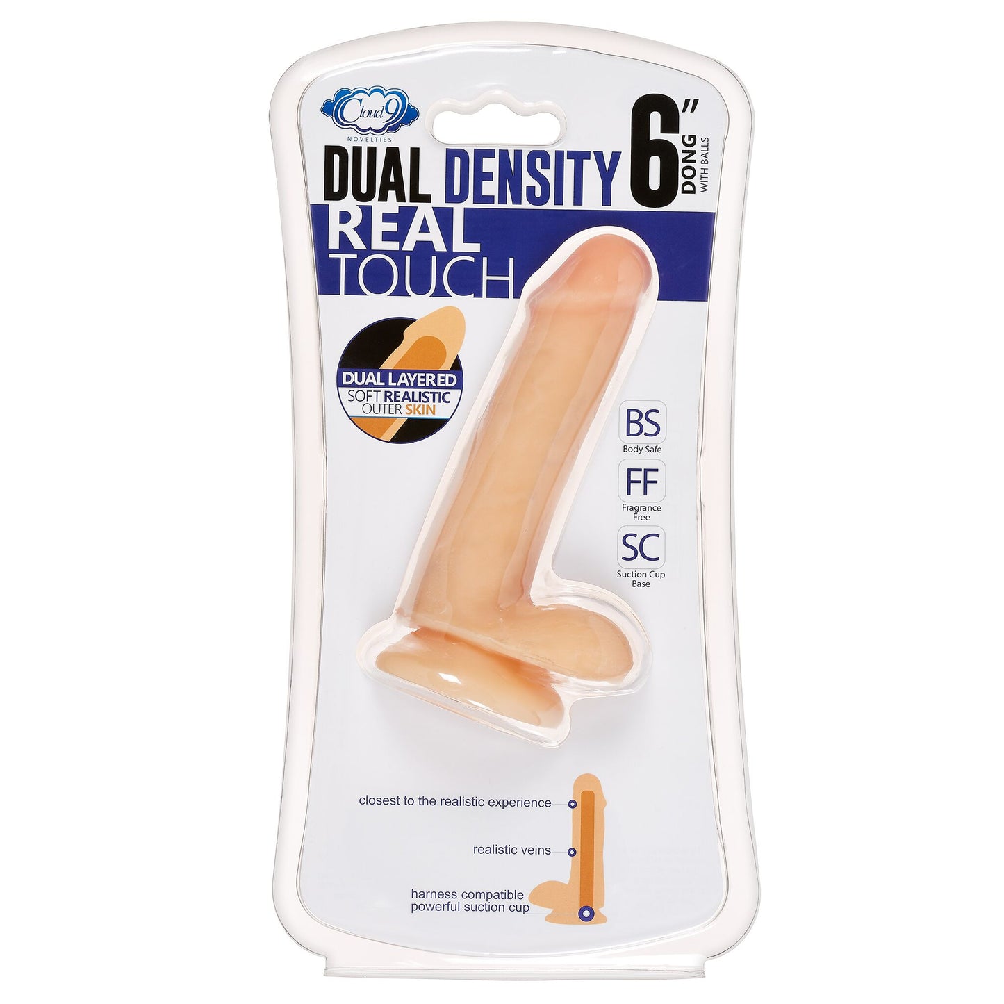 CLOUD 9 DUAL DENSITY REALISTIC DILDO  6" W/ BALLS