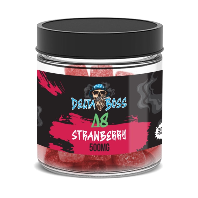 Delta Boss D8 Gummies 500mg - Strawberry Cubes