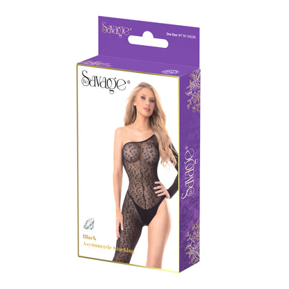 Be Savage Black Animal Print Asymmetric Stocking-Black