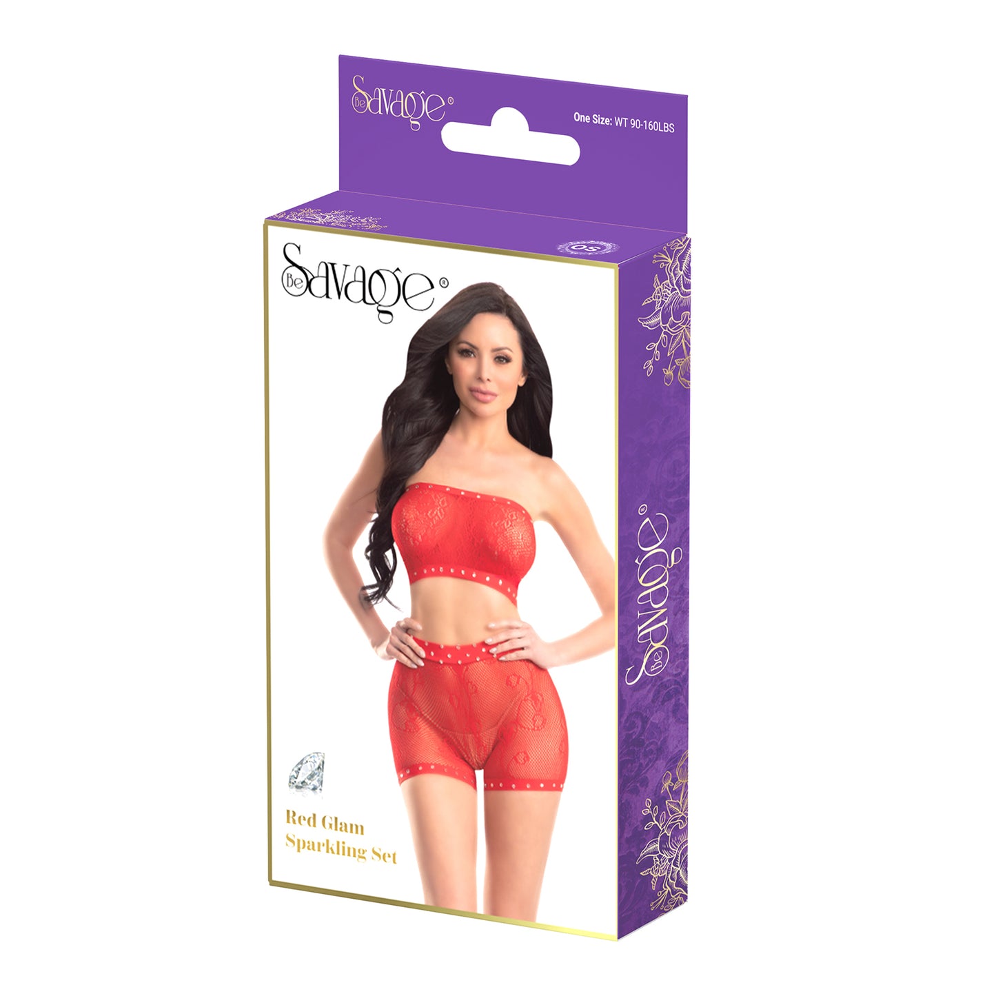 Be Savage Red Glam Sparkling Shorts Set-Red