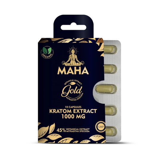 Maha 1000mg Kratom Extract - 10 Capsule Sleeve