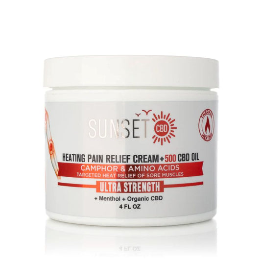 Sunset Pain Relief Cream Menthol & Amino Acids 500Mg CBD Oil Heating