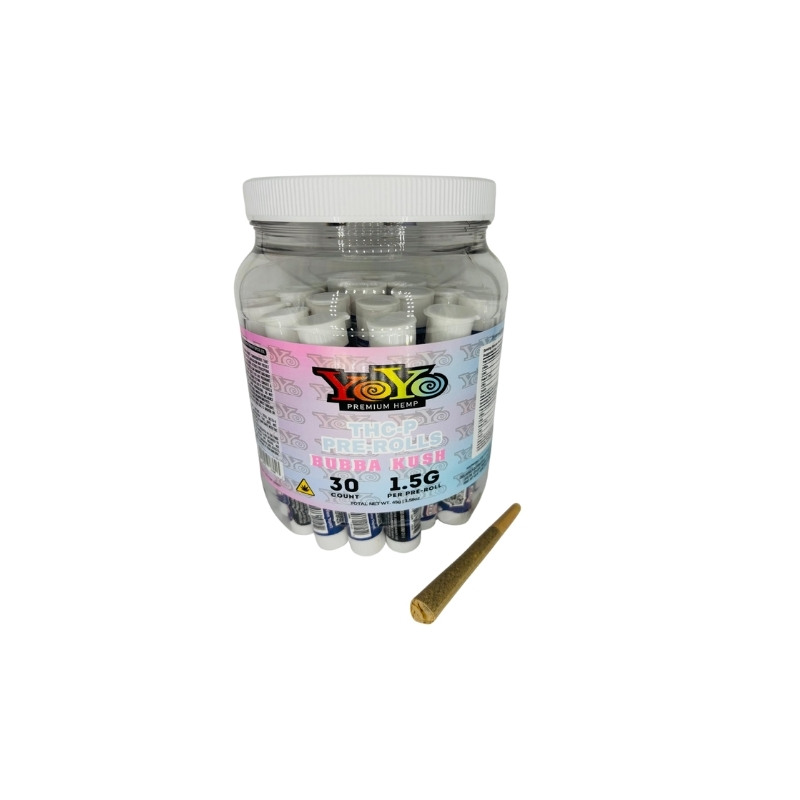 YoYo Premium Hemp THC-P 1.5G Pre-Rolls Bubba Kush 30ct Jar