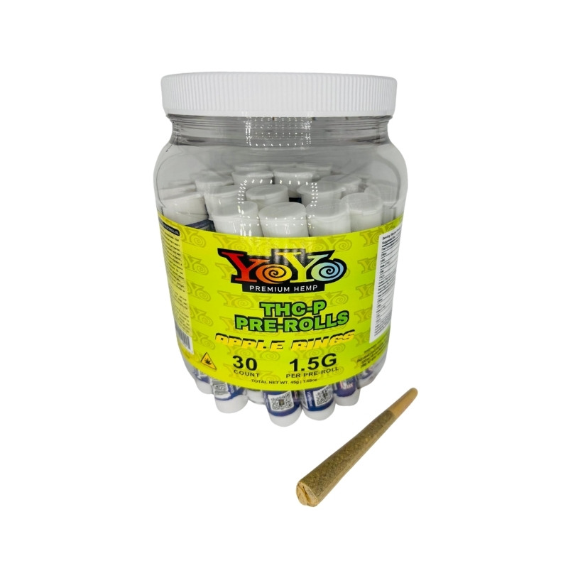 YoYo Premium Hemp THC-P 1.5G Pre-Rolls Apple Rings 30ct Jar