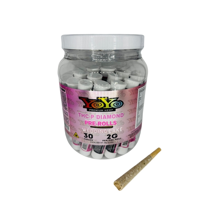 YoYo Premium Hemp THC-P 2G Pre-Rolls Wedding Cake 30ct Jar