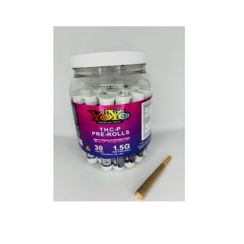 YoYo Premium Hemp THC-P 1.5G Pre-Rolls Euphoria 30ct Jar