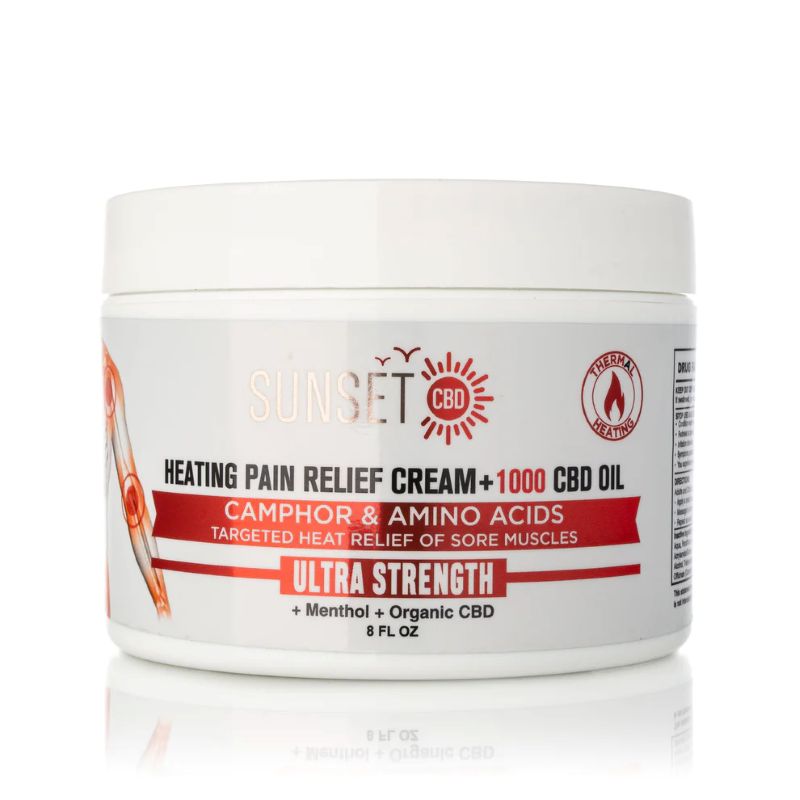 Sunset Pain Relief Cream Menthol & Amino Acids 10000Mg CBD Oil Heating