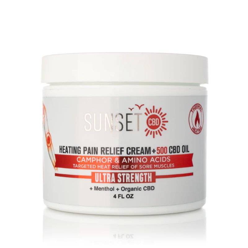Sunset Pain Relief Cream Menthol & Amino Acids 500Mg CBD Oil Heating