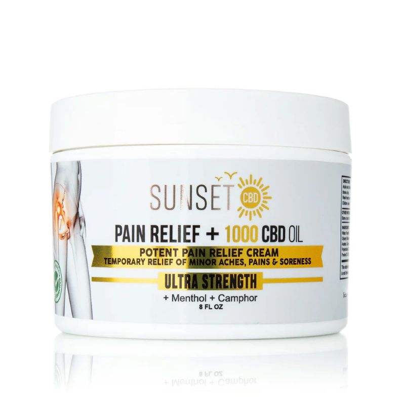 Sunset Pain Relief Cream 1000Mg CBD Oil Menthol + Camphor