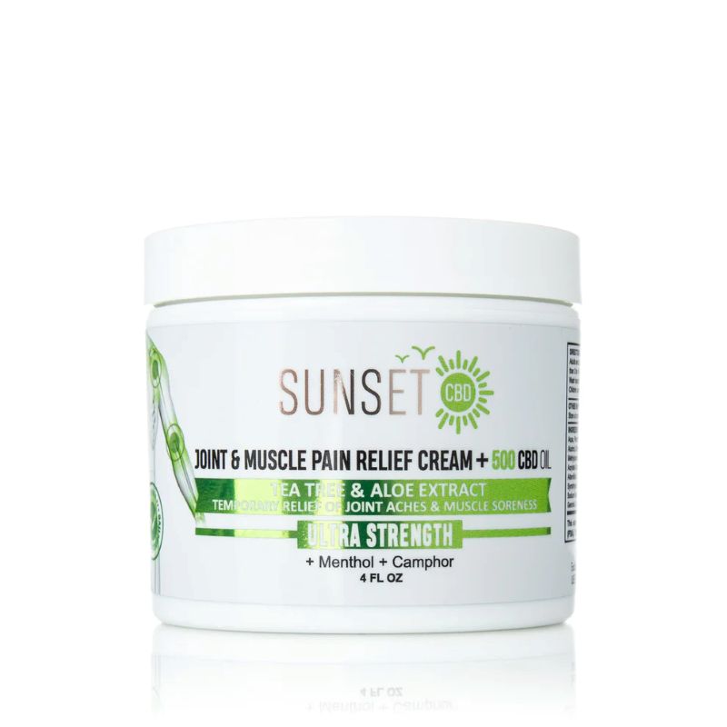 Sunset Joint& Muscle Pain Relief Cream 500Mg CBD Oil Tea Tree