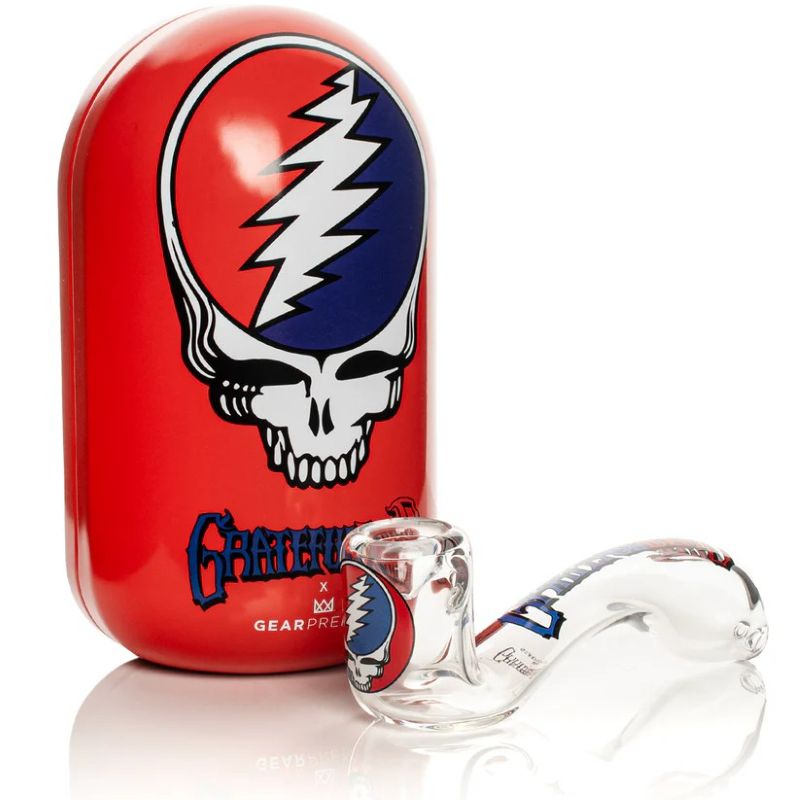 Grateful Dead 5.5″ Steal Your Face Sherlock Hand Pipe in Collectible Tin